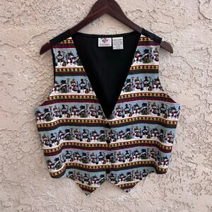 Vintage Nutcracker Christmas Vest Festive Holiday Print Size L